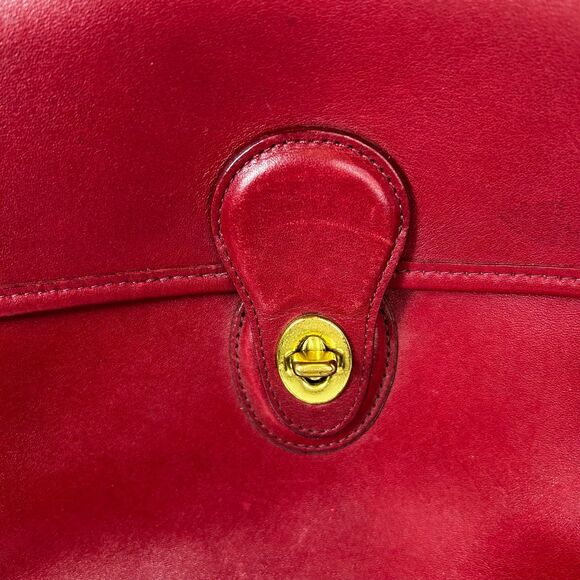 Coach Vintage 9927 Willis Red Leather Brass Top Handle Satchel Shoulder Bag - Picture 2 of 16